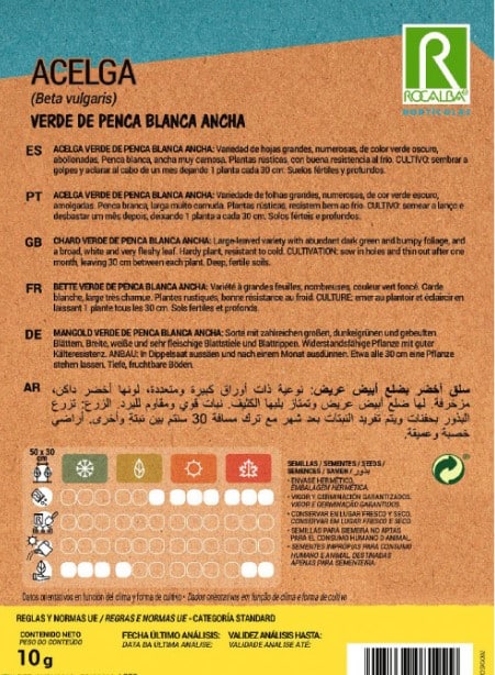 SEMILLA ACELGA VERDE DE PENCA ROCALBA 10 GR