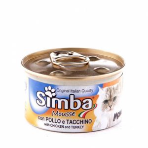 ALIMENTO HUMEDO PARA GATO SIMBA MOUSSE POLLO Y PAVO 85g