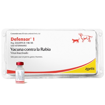 VACUNA PARA RABIA PERRO, GATO, HURON DEFENSOR