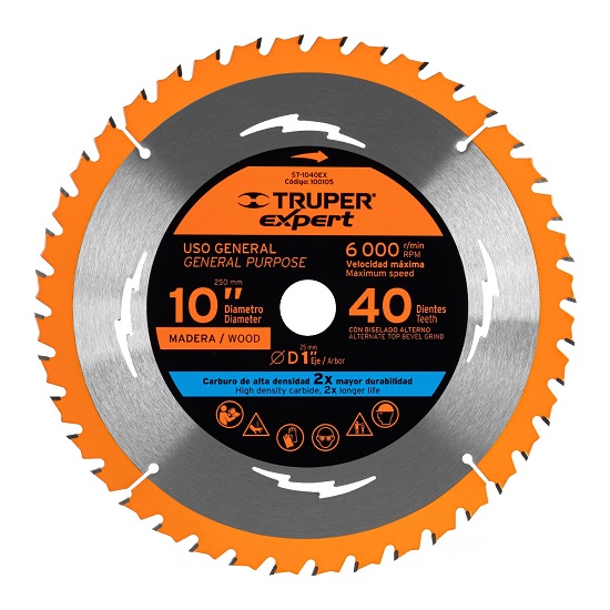 DISCO SIERRA 10" PARA MADERA 4 DIENTES CENTRO 1 EXPERT