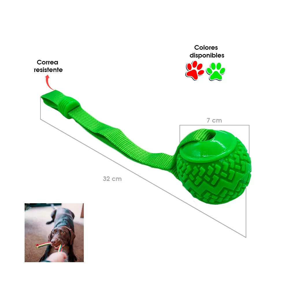 JUGUETE PARA PERRO BOLA Y CORREA
