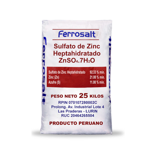 FERTILIZANTE ABONO SULFATO DE ZINC 25 KG