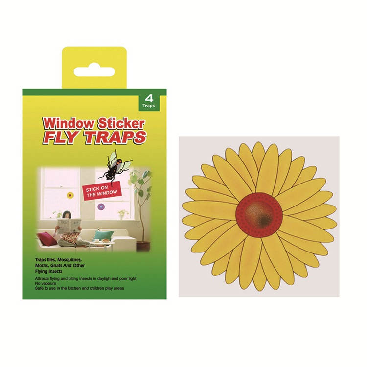 TRAMPA PARA MOSCAS FLORECITAS ADORNO 9.4 X 9.4 CMS 4 UNIDADES