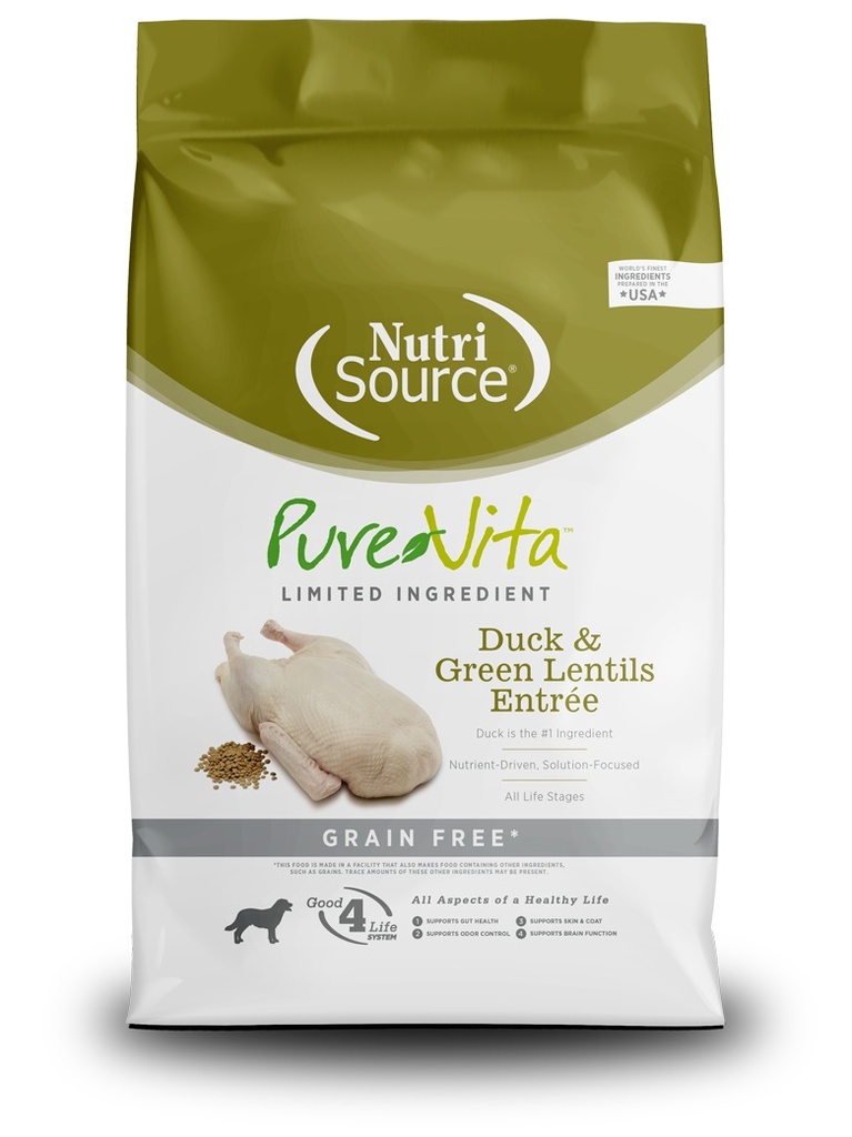 CONCENTRADO PARA PERRO NUTRISOURCE PURE VITA DUCK AND GREEN LENTILS