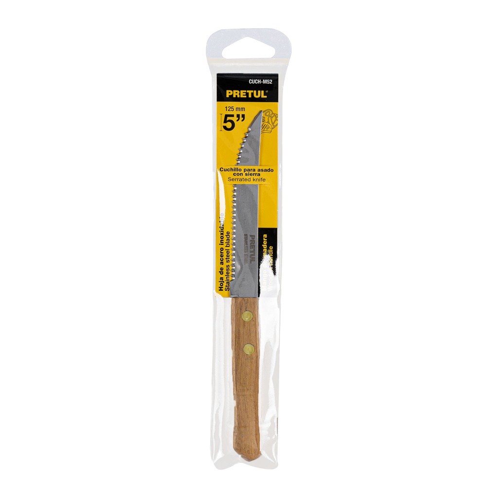 CUCHILLO CON SIERRA 5" MANGO DE MADERA PRETUL