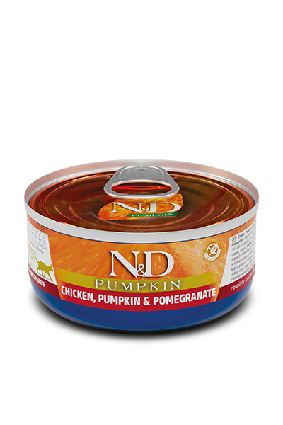 ALIMENTO HUMEDO PARA GATO EN LATA N&D CHICKEN, PUMPKIN AND POMEGRANATE 70 GRS