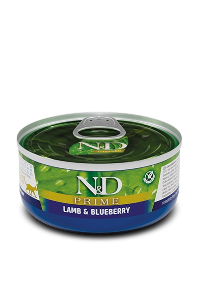 ALIMENTO HUMEDO PARA GATO EN LATA N&D PRIME LAMB & BLUEBERRY 70 GR