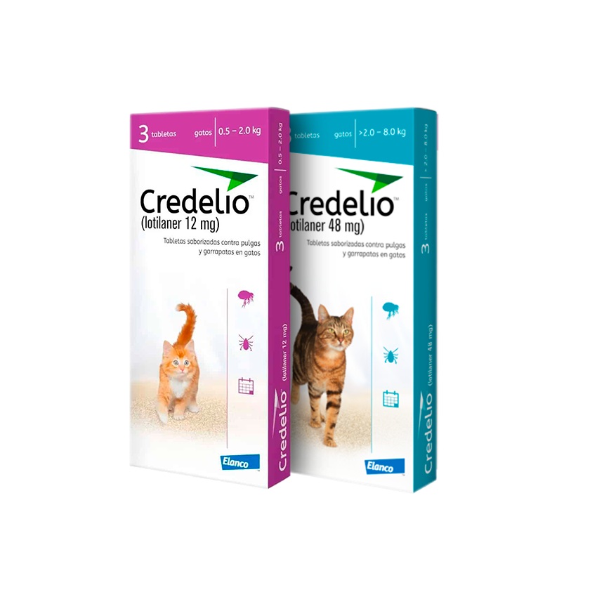 TABLETAS MASTICABLES ANTIPULGAS CREDELIO PARA GATO x 3 UNIDADES