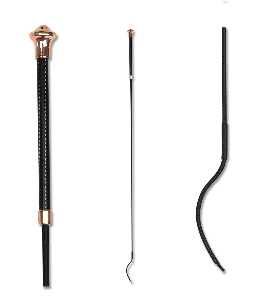 FUSTA/FUETE PARA CABALLO NEGRO CON DORADO 