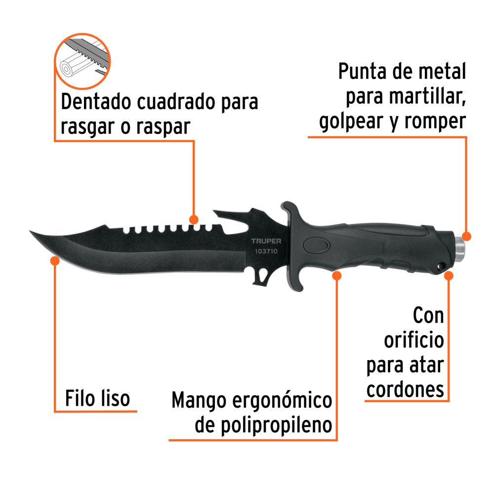 CUCHILLO TACTICO PARA CAMPISMO DE 7"