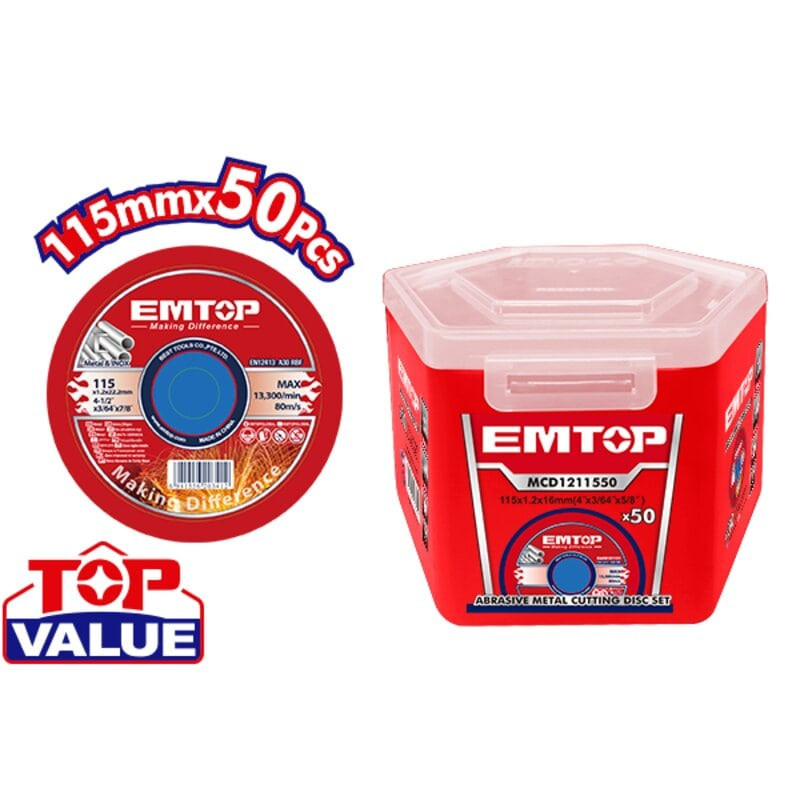 DISCO DE CORTE  4-1/2" PARA METAL Y ACERO INOXIDABLE EMTOP