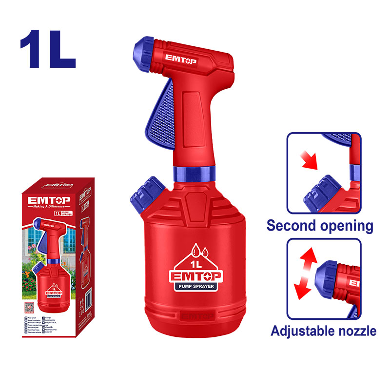 ATOMIZADOR PLASTICO BOQUILLA AJUSTABLE Y NIVEL INDICADOR EMPTOP DE 1 LITRO