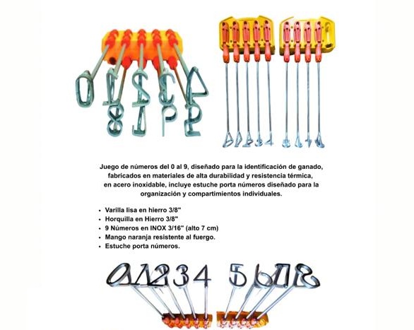 JUEGO DE FIERROS DEL 0 AL 9 (7 CMS)