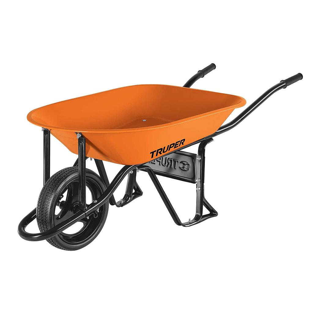 CARRETILLA TRUPER DE 4.5 FT3 CON LLANTA NEUMATICA REFORZADA CONCHA NARANJA