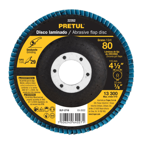 DISCO DE LIJA 4 1/2 LAMINADO GRANO 80