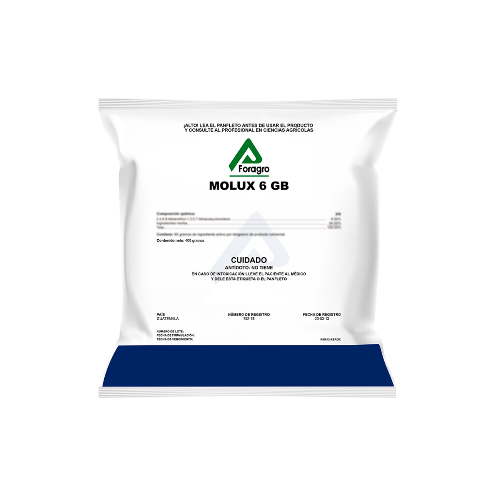 CEBO PARA CARACOLES Y BABOSAS MOLUX 6 GB 400 GR