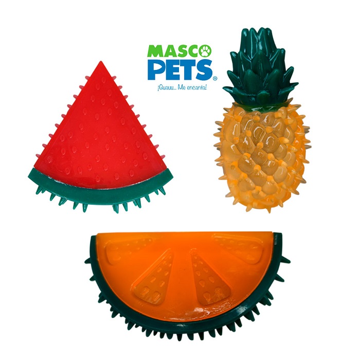 JUGUETE FRUTAS CON PITO 12.5 CM MASCOPETS