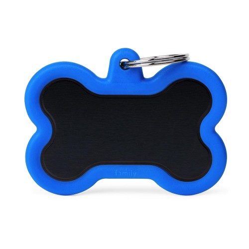 MY FAMILY TAG BLACK ALUMINUM WITH RUBBER BONE XL