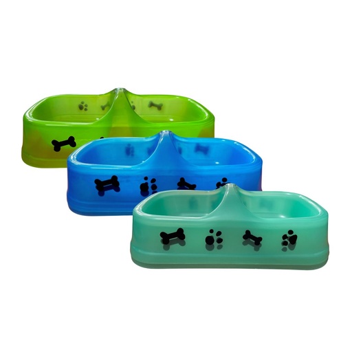 [2019-13093] PLATO PLASTICO PARA MASCOTA DOBLE DISEÑO HUESOS