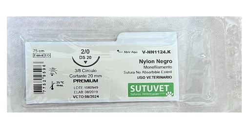 [DIS700100] SUTURA DE NYLON #2/0 CON AGUJA 1/2 CIRCULO CORTANTE