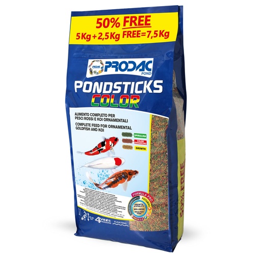 [PSC7.5KG] ALIMENTO PARA PECES KOI POND STICKS COLOR PRODAC x 7.5 KG
