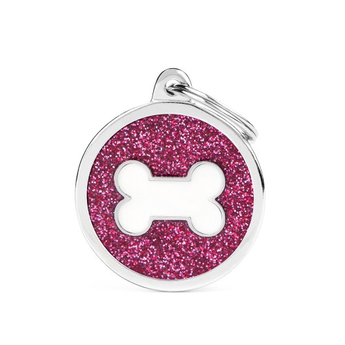 MY FAMILY TAG PINK BIG GLITTER BONE