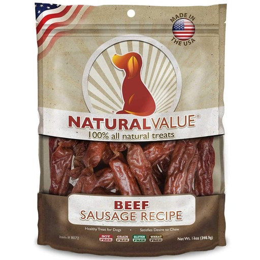 [BTD191] PREMIO NATURAL VALUE SALCHICHAS DE CARNE GRAIN FREE 368.5 GRS