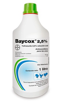 DESPARASITANTE BAYCOX SOLUCION 2.5% 1 LITRO