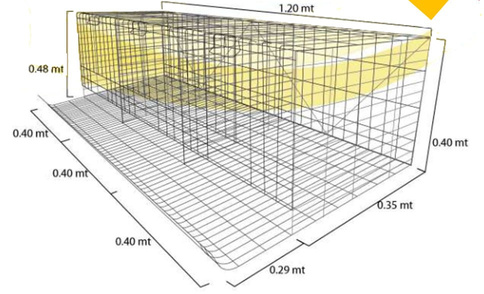 JAULA PARA GALLINA DE POSTURA 1.2 MTS DE 3 NIDOS