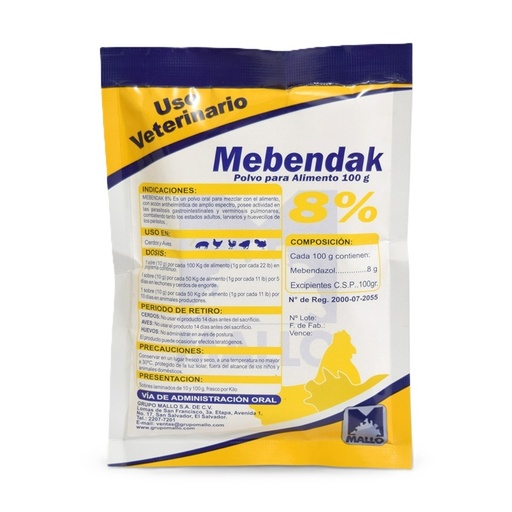DESPARASITANTE MEBENDAZOL 8% MEBENDAK