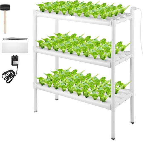 [HGFP7114] KIT HIDROPONICO COMPLETO 3 NIVELES, 9 TUBOS Y 81 HOYOS