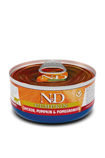 ALIMENTO HUMEDO PARA GATO EN LATA N&D CHICKEN, PUMPKIN AND POMEGRANATE 70 GRS
