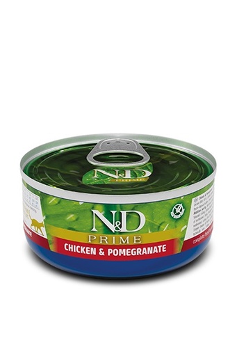 ALIMENTO HUMEDO PARA GATO EN LATA N&D PRIME CHICKEN & POMEGRANATE 70 GR