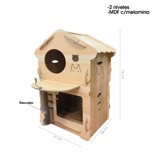 [2024-12618] RASCADERO PARA GATO CON CASA Y CAMA