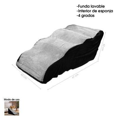 [2024-12471] GRADAS DE ESPONJA PARA MASCOTA 4 ESCALONES GRIS