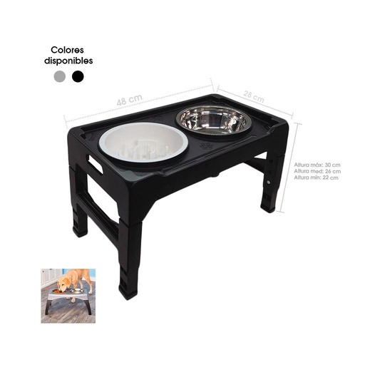 [2024-2640] PLATO PARA MASCOTA DOBLE STAND AJUSTABLE