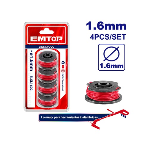 [ELSL1602] HILO 1.6MM LARGO 5M PARA PARA ORIILLADORA DE GRAMA SET DE 4 EMTOP