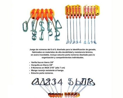 JUEGO DE FIERROS DEL 0 AL 9 (7 CMS)
