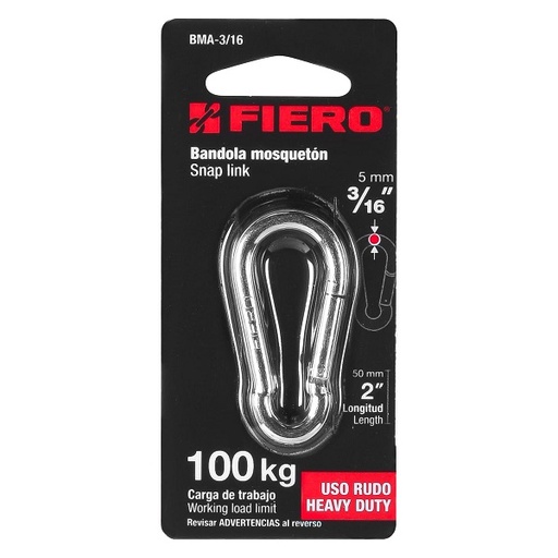 [44037] BANDOLA MOSQUETON FIERO 3/16"-100KG-2"
