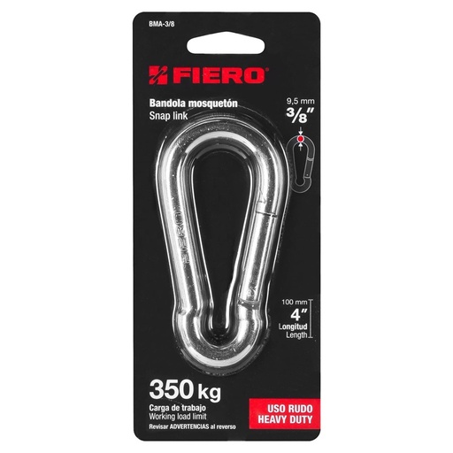 [44040] BANDOLA MOSQUETON FIERO 3/8"-350KG-4"