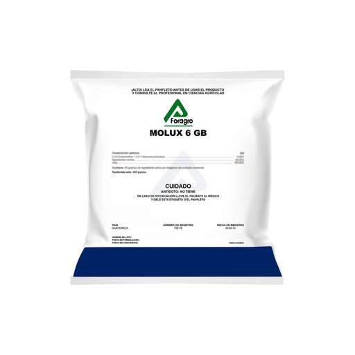 MOLUSQUICIDA CEBO PARA CARACOLES Y BABOSAS MOLUX 6 GB 400 GR