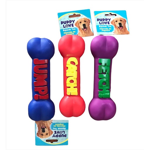 [60432] JUGUETE CHIRRIDO HUESO DE HULE VARIOS COLORES PUPPY LOVE